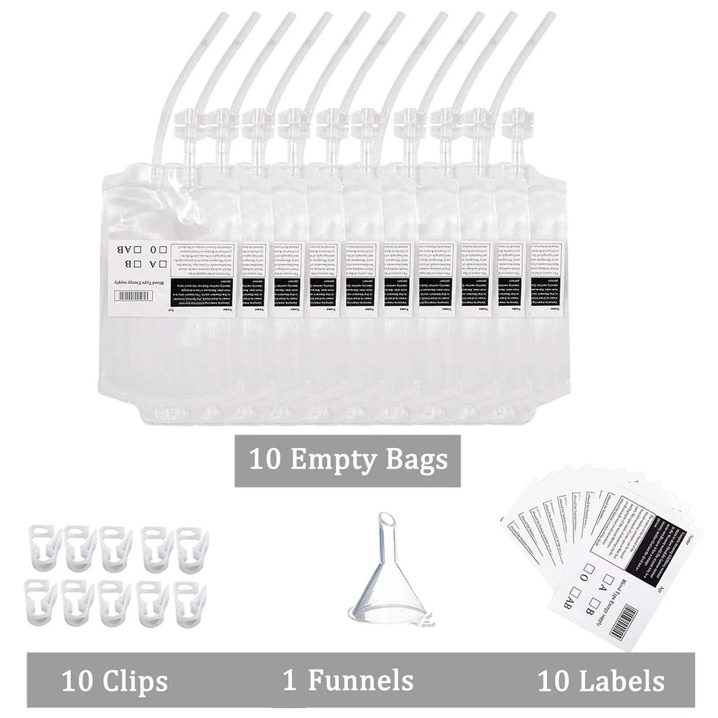 10pc Halloween Clear Blood Sack 350ml Set DIY For Pouch Props Organizer Supplies For Home Festival Party Costume Props Halloween