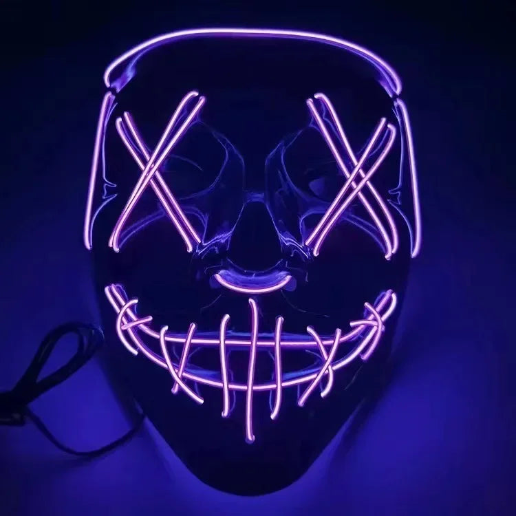 Halloween Party LED Luminous Black V-shaped Mask Daily Cold Light Halloween Horror Mask Ghost Festival Ghost Dance Luminous Mask