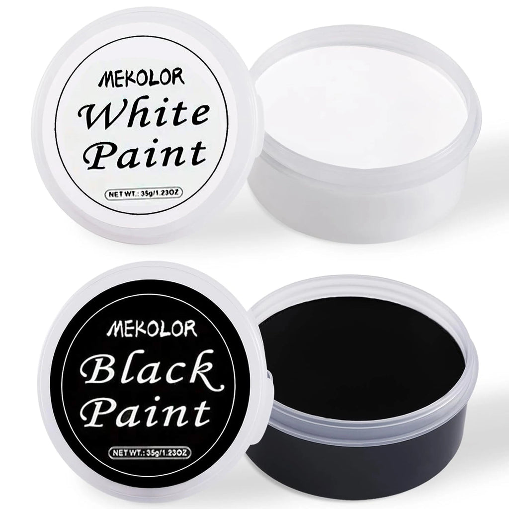 Black + White Oil Paint Face and Body Painting Set, Large Capacity, Suitable for Art Theater Halloween Party Role-Playing Clown Sfx Adult Makeup
