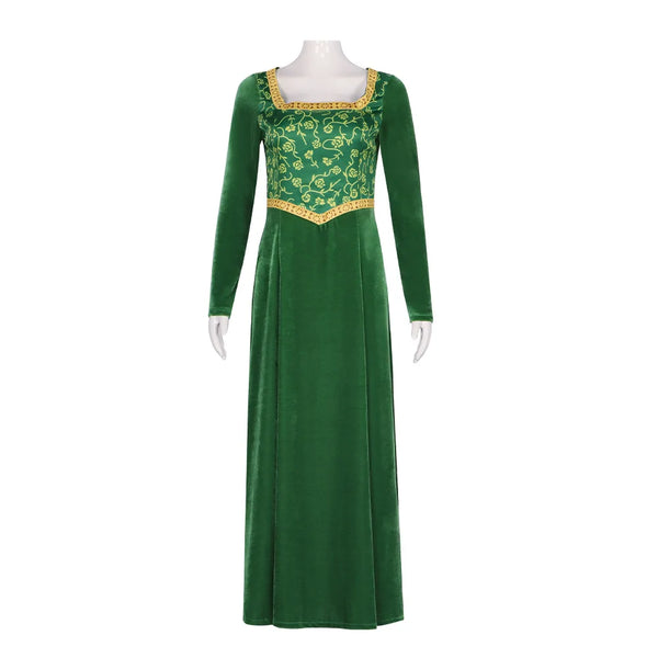 Anime Princess Green Dress Fiona Dress Shrek Cosplay Costume Halloween Fancy Fantasy Party Suit Roleplay for Adult Woman