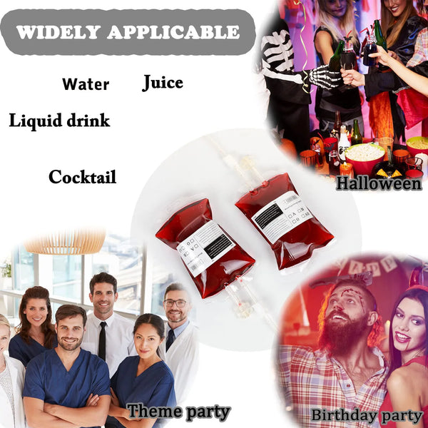 10pc Halloween Clear Blood Sack 350ml Set DIY For Pouch Props Organizer Supplies For Home Festival Party Costume Props Halloween