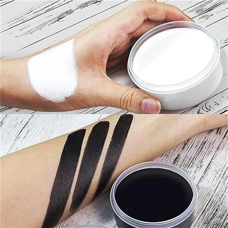 Black + White Oil Paint Face and Body Painting Set, Large Capacity, Suitable for Art Theater Halloween Party Role-Playing Clown Sfx Adult Makeup