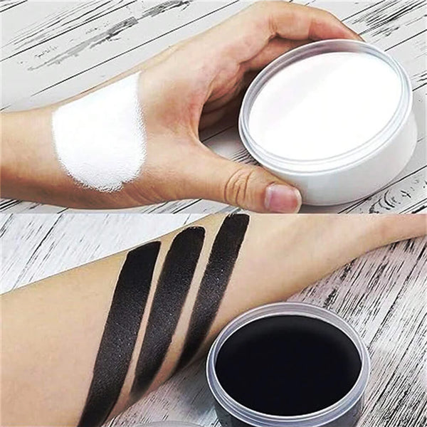 Black + White Oil Paint Face and Body Painting Set, Large Capacity, Suitable for Art Theater Halloween Party Role-Playing Clown Sfx Adult Makeup