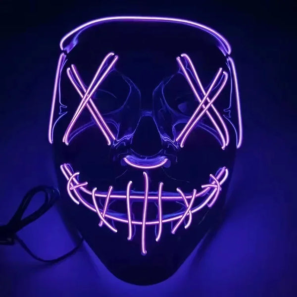 Halloween Party LED Luminous Black V-shaped Mask Daily Cold Light Halloween Horror Mask Ghost Festival Ghost Dance Luminous Mask