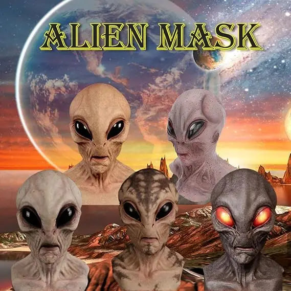 Halloween Alien Mask Cosplay Horror UFO Skull Latex Masks Helmet Carnival Dress Up Party Costume Props