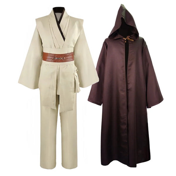 Obi-Wan Kenobi Jedi Knight Costume for Men – Full Tunic, Robe & Hooded Cloak Set | Star Wars Adult Halloween Cosplay Uniform