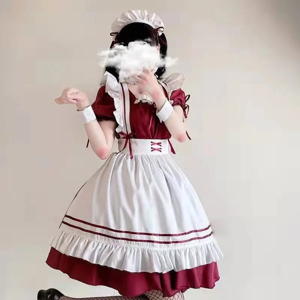 Black White Lolita Maid Costume Cosplay Costumes Cute Dress Sexy French Apron Uniform Cafe Maid Party Skirt Women's Clothing