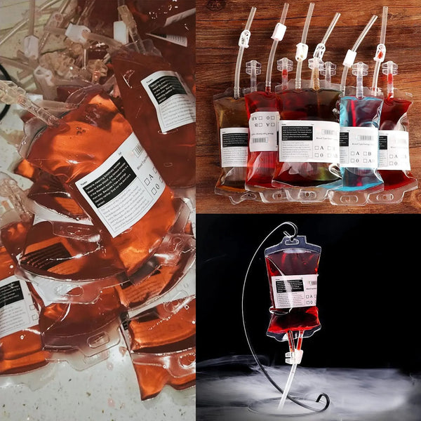 10pc Halloween Clear Blood Sack 350ml Set DIY For Pouch Props Organizer Supplies For Home Festival Party Costume Props Halloween