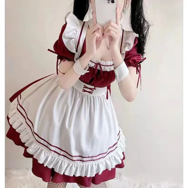 Black White Lolita Maid Costume Cosplay Costumes Cute Dress Sexy French Apron Uniform Cafe Maid Party Skirt Women's Clothing