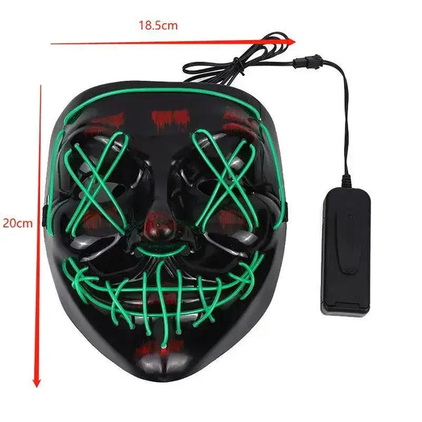 Halloween Party LED Luminous Black V-shaped Mask Daily Cold Light Halloween Horror Mask Ghost Festival Ghost Dance Luminous Mask