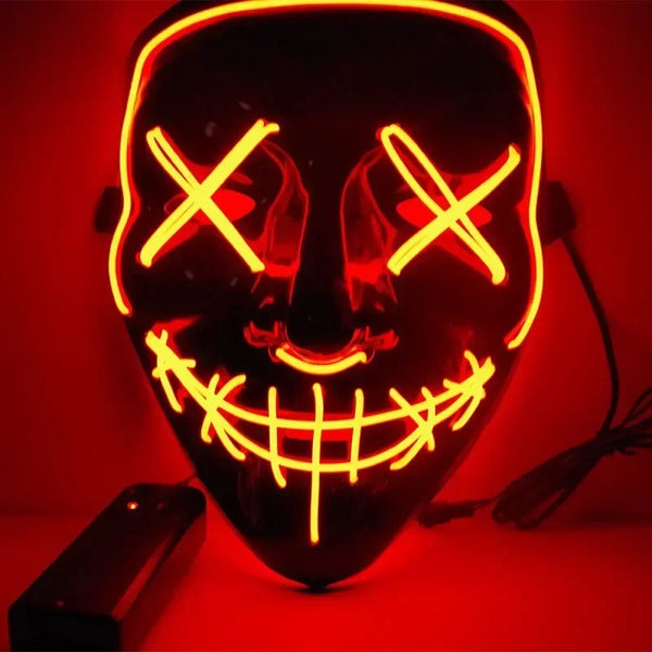 Halloween Party LED Luminous Black V-shaped Mask Daily Cold Light Halloween Horror Mask Ghost Festival Ghost Dance Luminous Mask