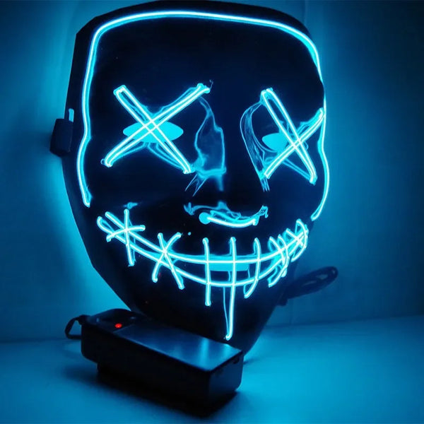 Halloween Party LED Luminous Black V-shaped Mask Daily Cold Light Halloween Horror Mask Ghost Festival Ghost Dance Luminous Mask
