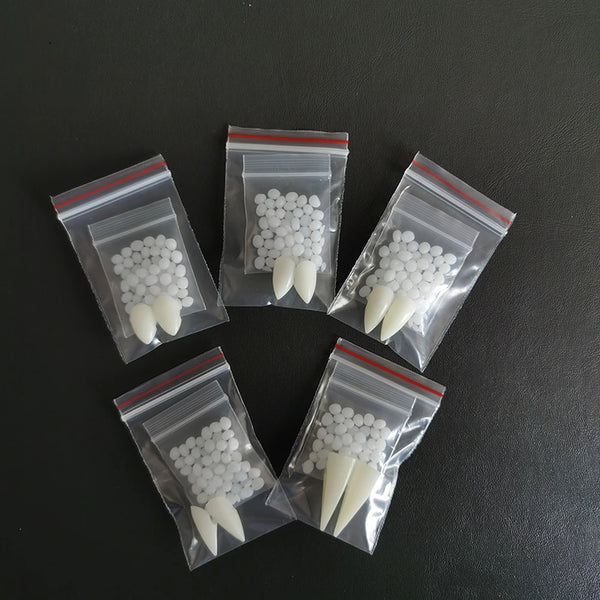 2024Halloween Decoration Vampire Teeth Fangs Dentures Props Halloween Cosplay Props False Fangs With Solid Glue Halloween Props