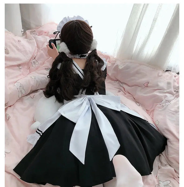 Black White Lolita Maid Costume Cosplay Costumes Cute Dress Sexy French Apron Uniform Cafe Maid Party Skirt Women's Clothing