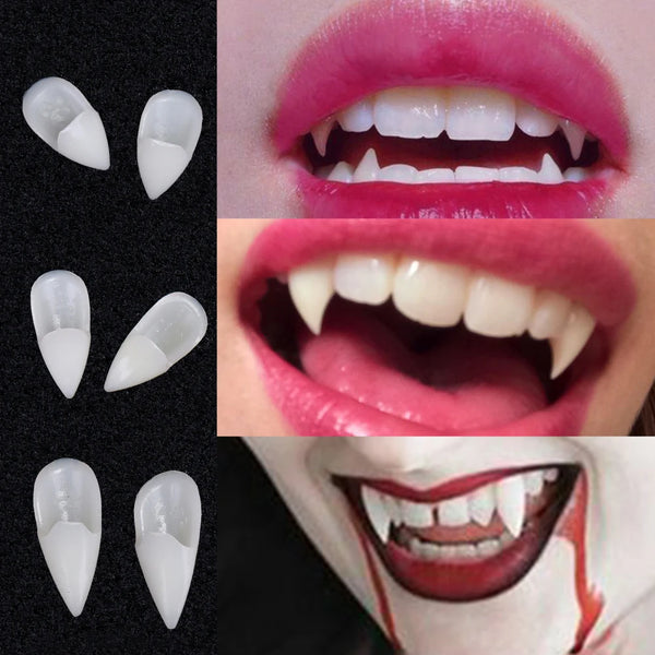 2024Halloween Decoration Vampire Teeth Fangs Dentures Props Halloween Cosplay Props False Fangs With Solid Glue Halloween Props