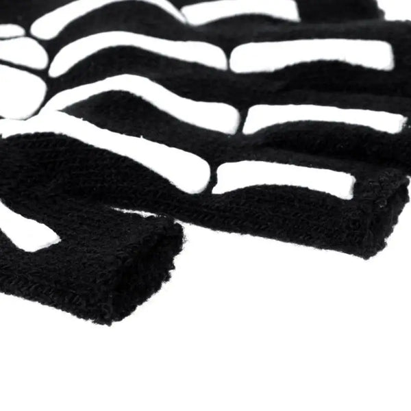Adult Kids Halloween Skeleton Skull Half Finger Luminous Gloves Winter Skull Fingerless Mitten for Event Party Festive Cycling