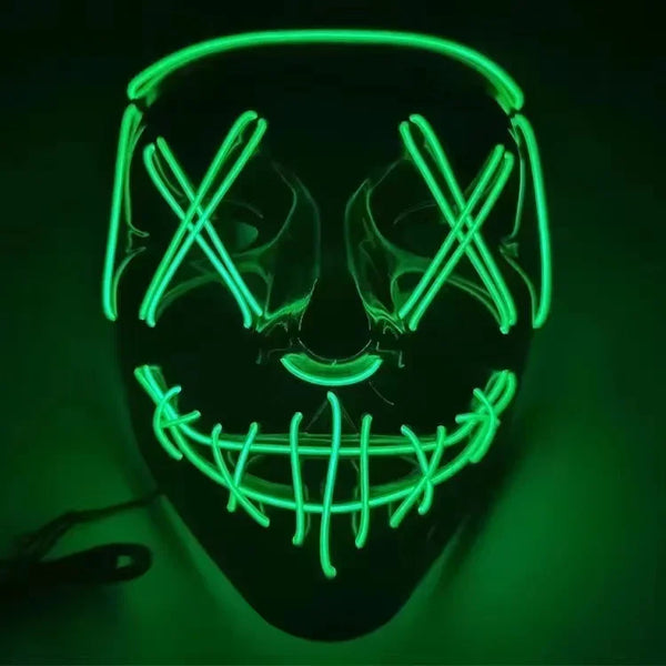 Halloween Party LED Luminous Black V-shaped Mask Daily Cold Light Halloween Horror Mask Ghost Festival Ghost Dance Luminous Mask