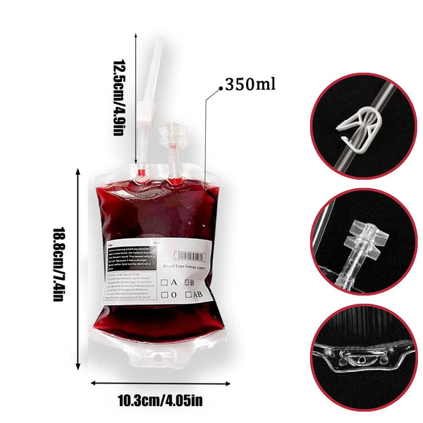 10pc Halloween Clear Blood Sack 350ml Set DIY For Pouch Props Organizer Supplies For Home Festival Party Costume Props Halloween