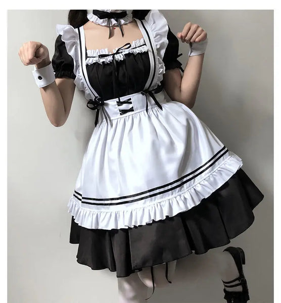 Black White Lolita Maid Costume Cosplay Costumes Cute Dress Sexy French Apron Uniform Cafe Maid Party Skirt Women's Clothing