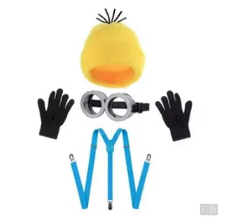 Disfraz disguise Funny Halloween Costume Accessories Adult,Goggles Glasses/Yellow Beanie/Gloves for Men Women Cosplay Party Set