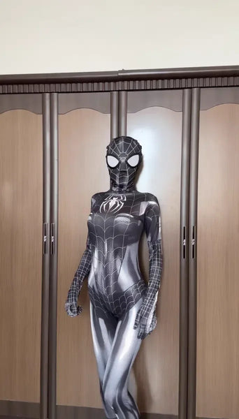 Sexy Black Cat Superhero Cosplay Costume For Spider Women Halloween Costume Christmas Tight 3d Printing Jumpuit Bodysuit Toys