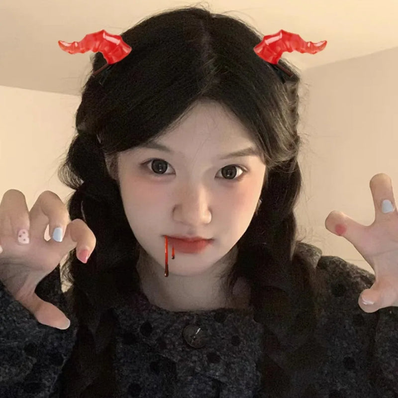 Halloween Devil Horns Hairpin Carnivals Cosplay Costume Barrettes Girls Mini Cute Halloween Hair Accessories Gifts Kids Favors