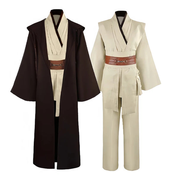 Obi-Wan Kenobi Jedi Knight Costume for Men – Full Tunic, Robe & Hooded Cloak Set | Star Wars Adult Halloween Cosplay Uniform