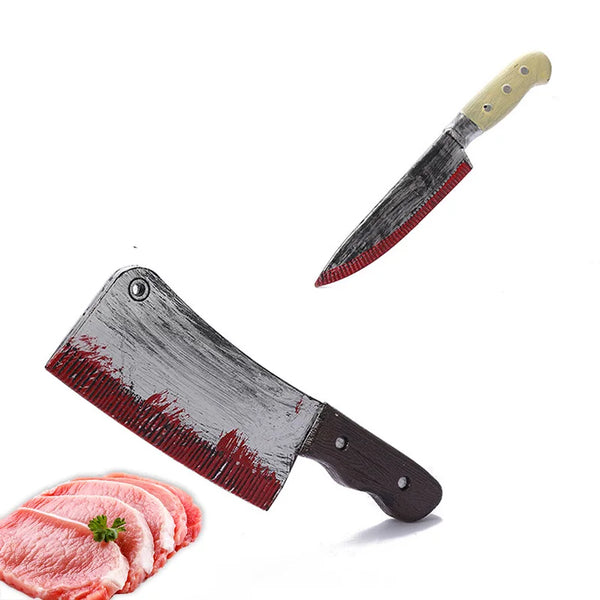 Halloween Simulation Knife Plastic Horror Bloody Sharp Knife Cosplay Game Performance Prank Scary Halloween Party Decor Props