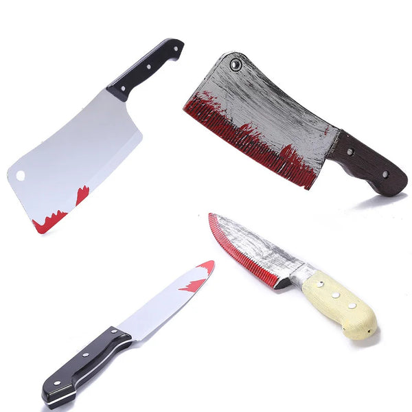 Halloween Simulation Knife Plastic Horror Bloody Sharp Knife Cosplay Game Performance Prank Scary Halloween Party Decor Props