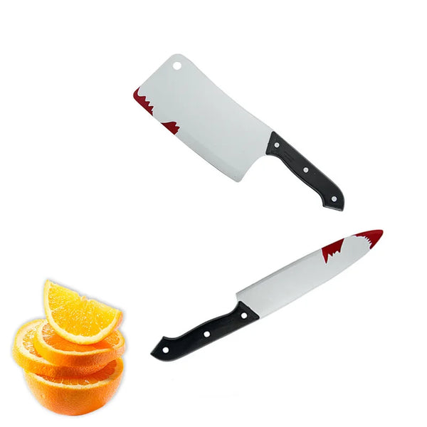 Halloween Simulation Knife Plastic Horror Bloody Sharp Knife Cosplay Game Performance Prank Scary Halloween Party Decor Props