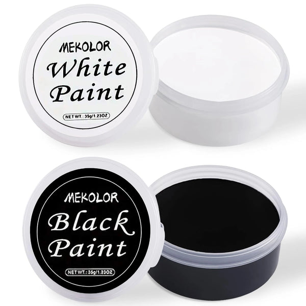 Black + White Oil Paint Face and Body Painting Set, Large Capacity, Suitable for Art Theater Halloween Party Role-Playing Clown Sfx Adult Makeup