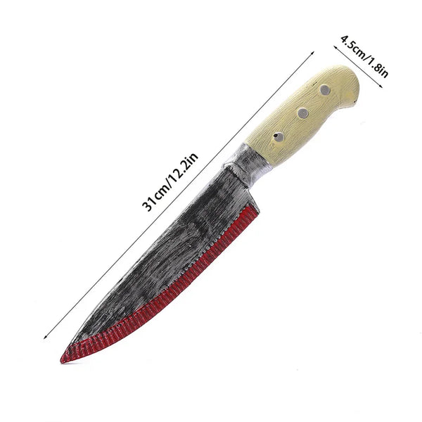 Halloween Simulation Knife Plastic Horror Bloody Sharp Knife Cosplay Game Performance Prank Scary Halloween Party Decor Props