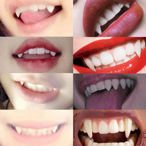 2024Halloween Decoration Vampire Teeth Fangs Dentures Props Halloween Cosplay Props False Fangs With Solid Glue Halloween Props