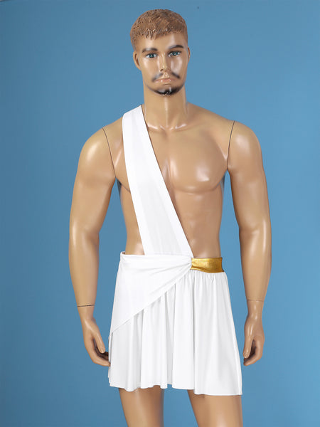 Men's  Ancient Greek God Halloween Party Costume Cosplay One Shoulder Strap Skirts Knight Warrior Theatrical Performance Outfit